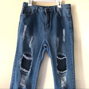 Shein High-rise Distressed Straight Leg Jeans